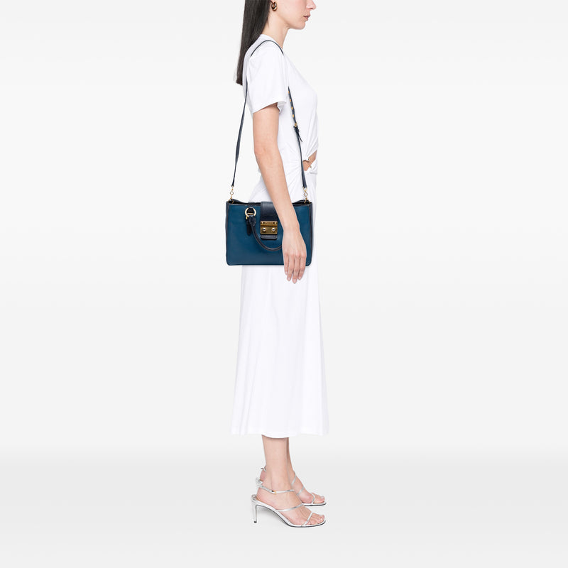 Bicolor Goatskin Madras Satchel - Image 6