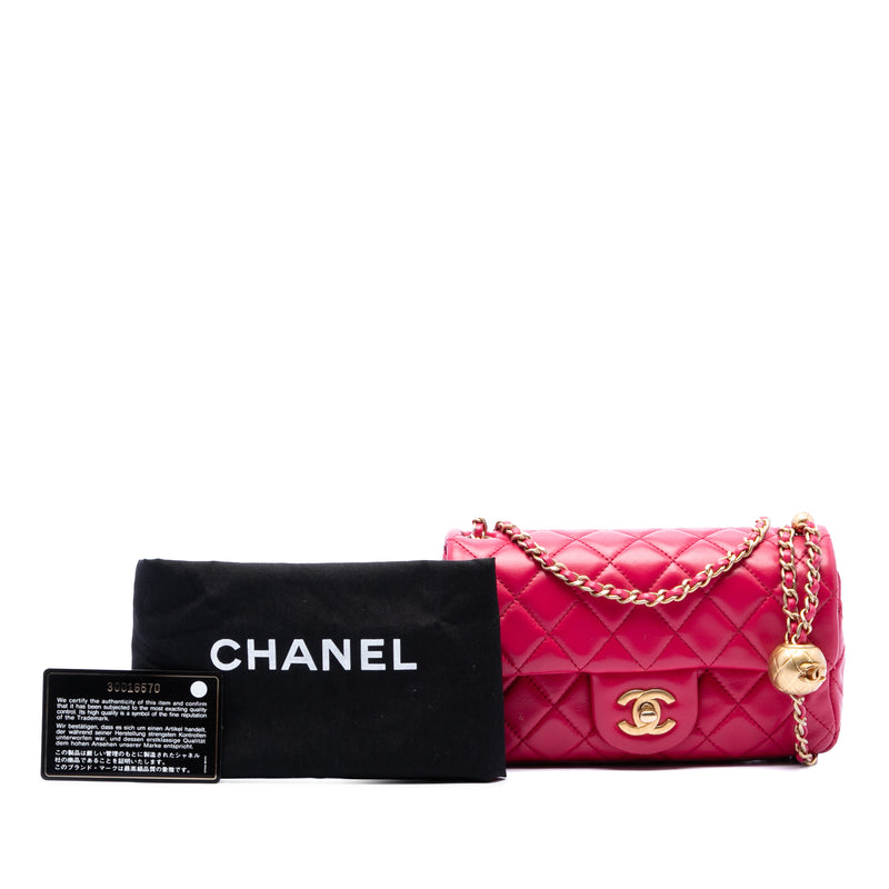 Mini Rectangular Classic Lambskin Pearl Crush Single Flap - Image 7