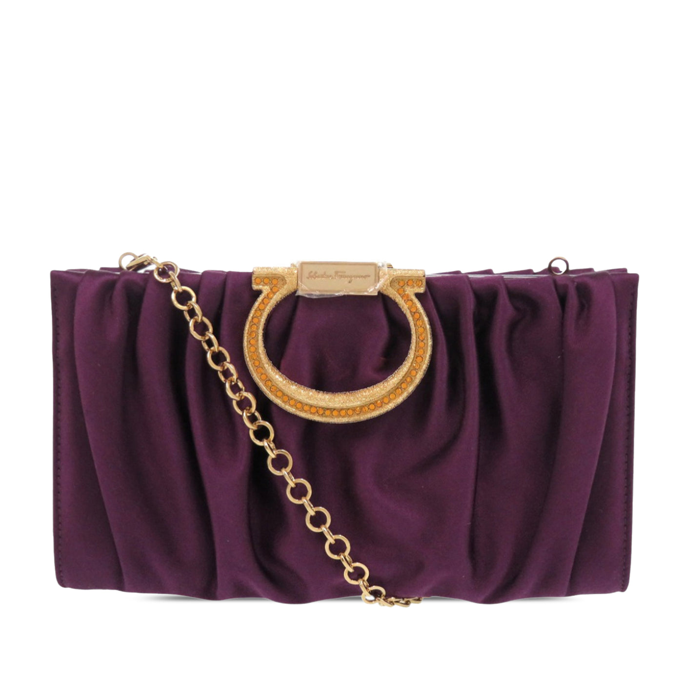 Satin Gancini Clutch with Chain - Image 1