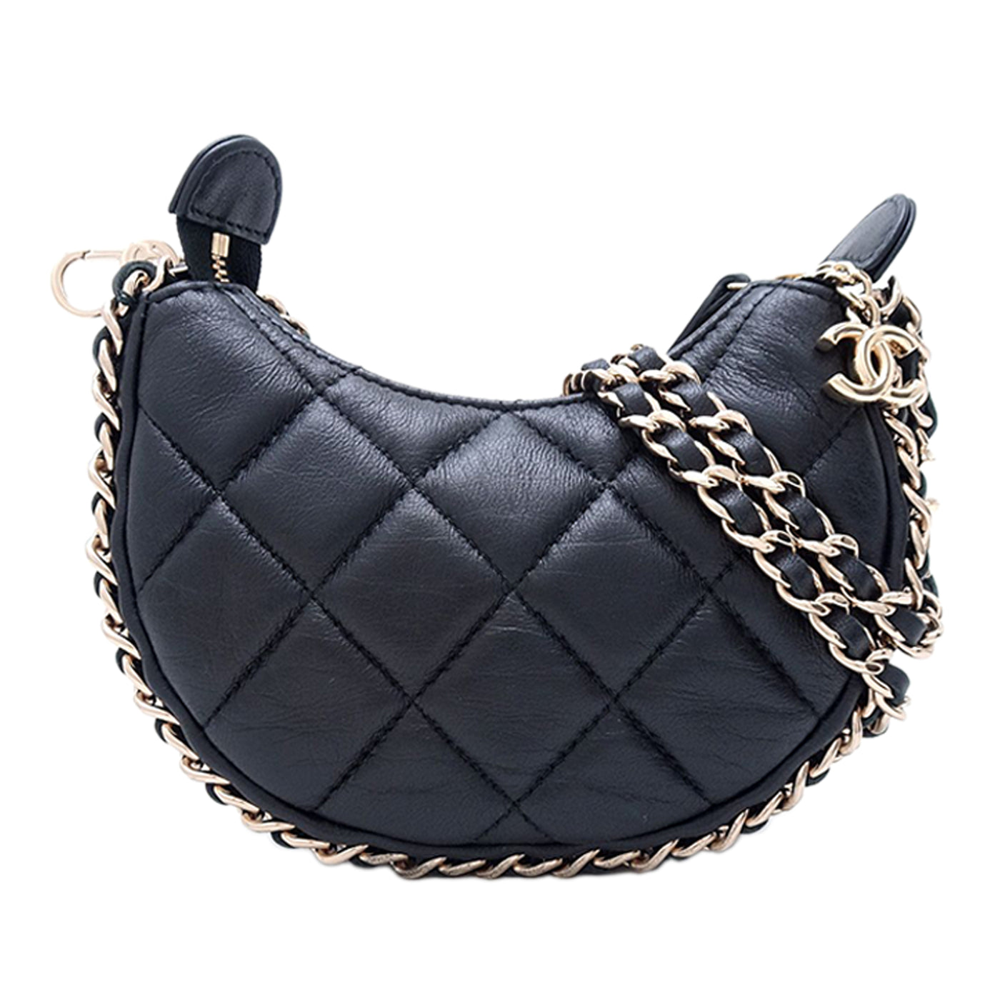 Mini Quilted Lambskin Chain Around Hook Hobo - Image 1