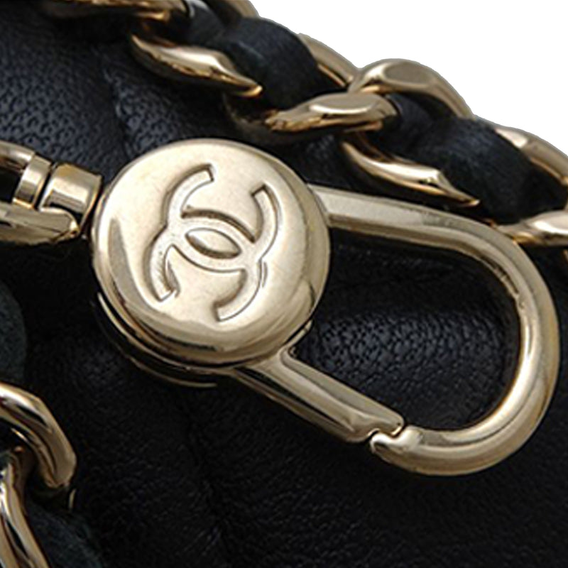 Mini Quilted Lambskin Chain Around Hook Hobo - Image 12