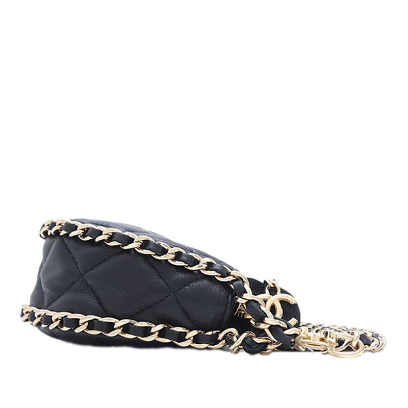 Mini Quilted Lambskin Chain Around Hook Hobo - Image 2
