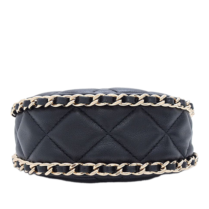 Mini Quilted Lambskin Chain Around Hook Hobo - Image 3