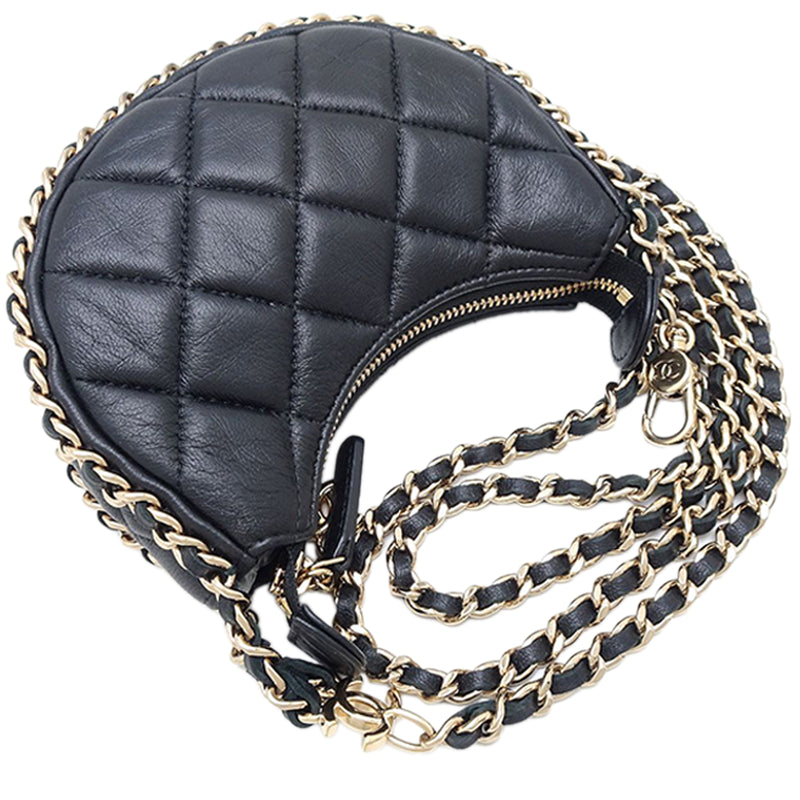 Mini Quilted Lambskin Chain Around Hook Hobo - Image 4