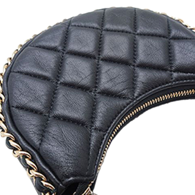 Mini Quilted Lambskin Chain Around Hook Hobo - Image 6