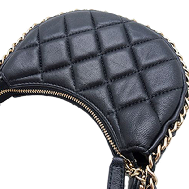 Mini Quilted Lambskin Chain Around Hook Hobo - Image 7