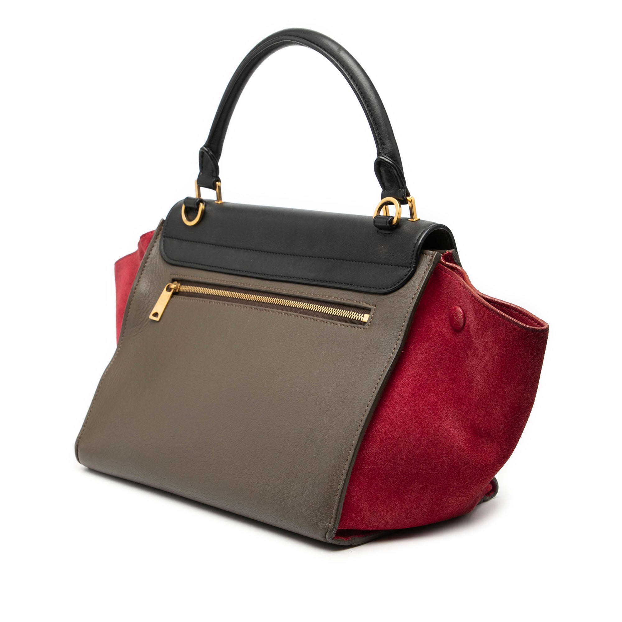 Small Tricolor Leather Trapeze Satchel - Image 2