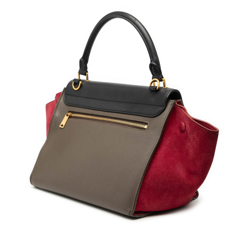 Small Tricolor Leather Trapeze Satchel - Image 2