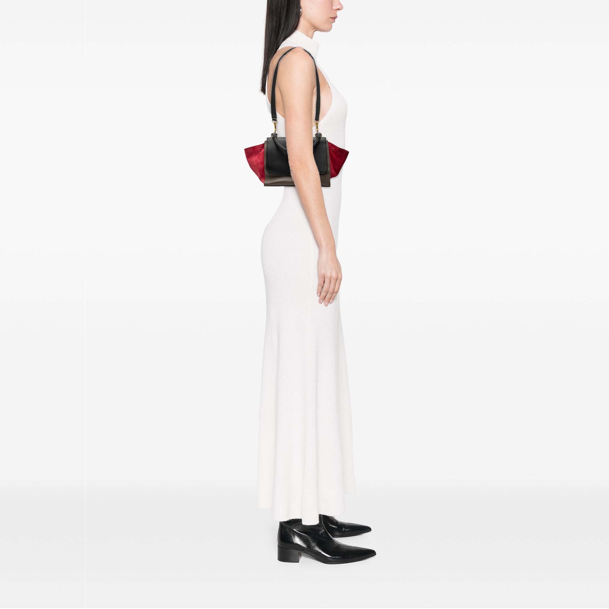 Small Tricolor Leather Trapeze Satchel - Image 7