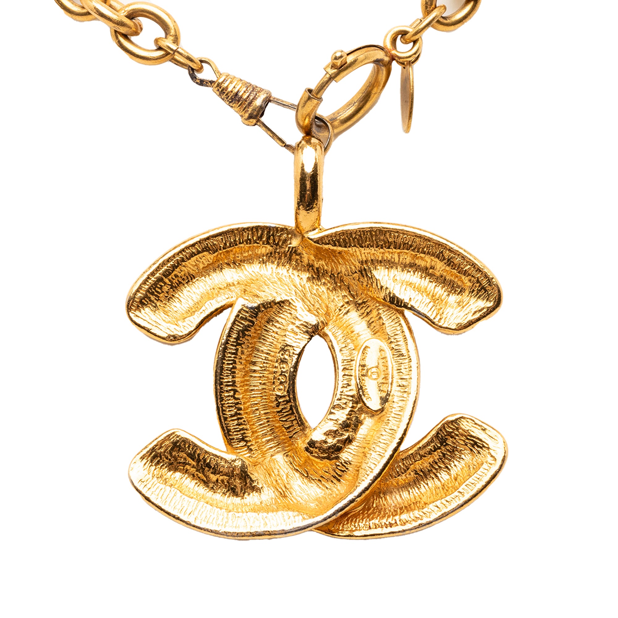 CC Gold Plated Quilted Pendant Necklace - Image 3