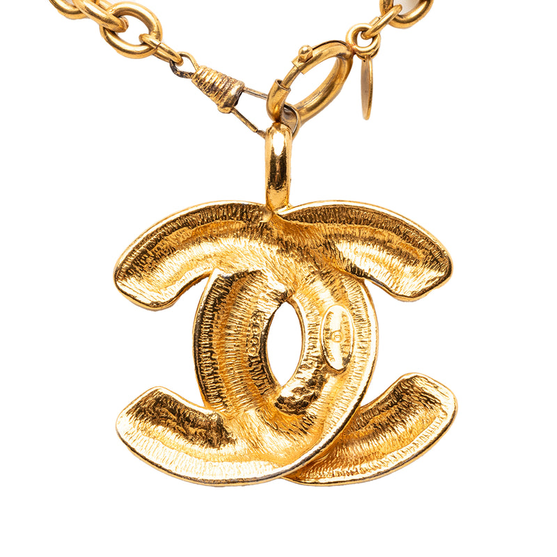 CC Gold Plated Quilted Pendant Necklace - Image 3