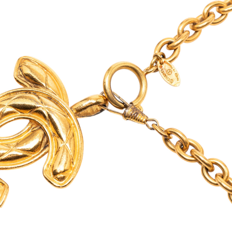 CC Gold Plated Quilted Pendant Necklace - Image 4