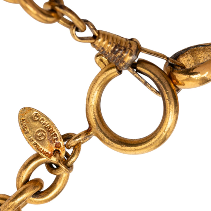 CC Gold Plated Quilted Pendant Necklace - Image 5