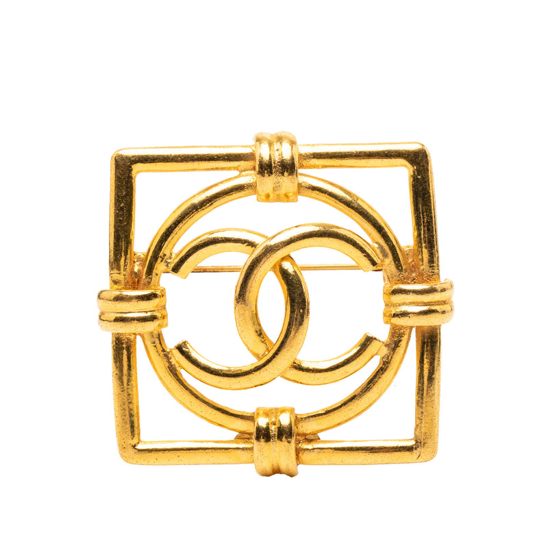 CC Gold Plated Square Brooch