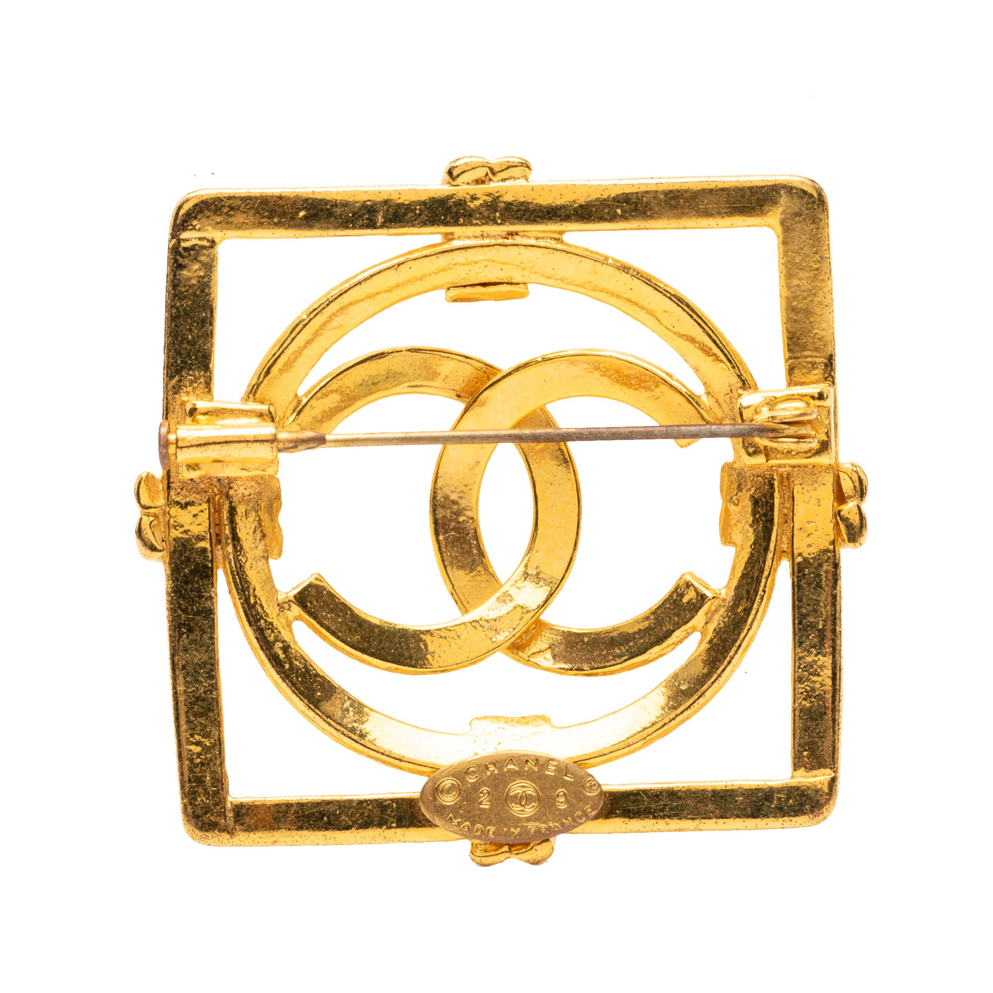 CC Gold Plated Square Brooch - Image 2
