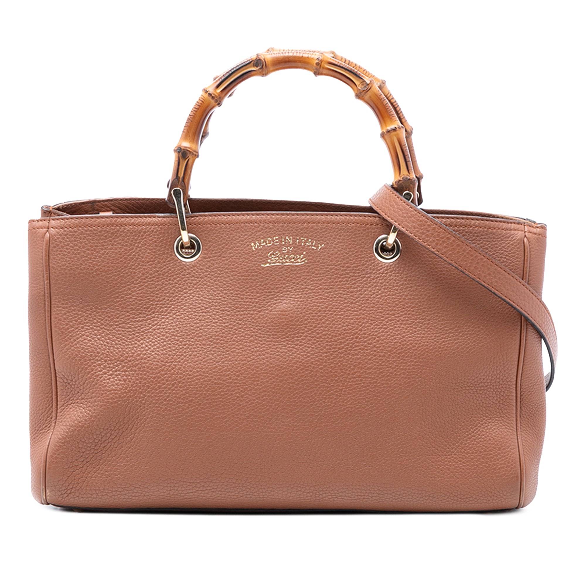 Medium Calfskin Bamboo Shopper Satchel - Image 1