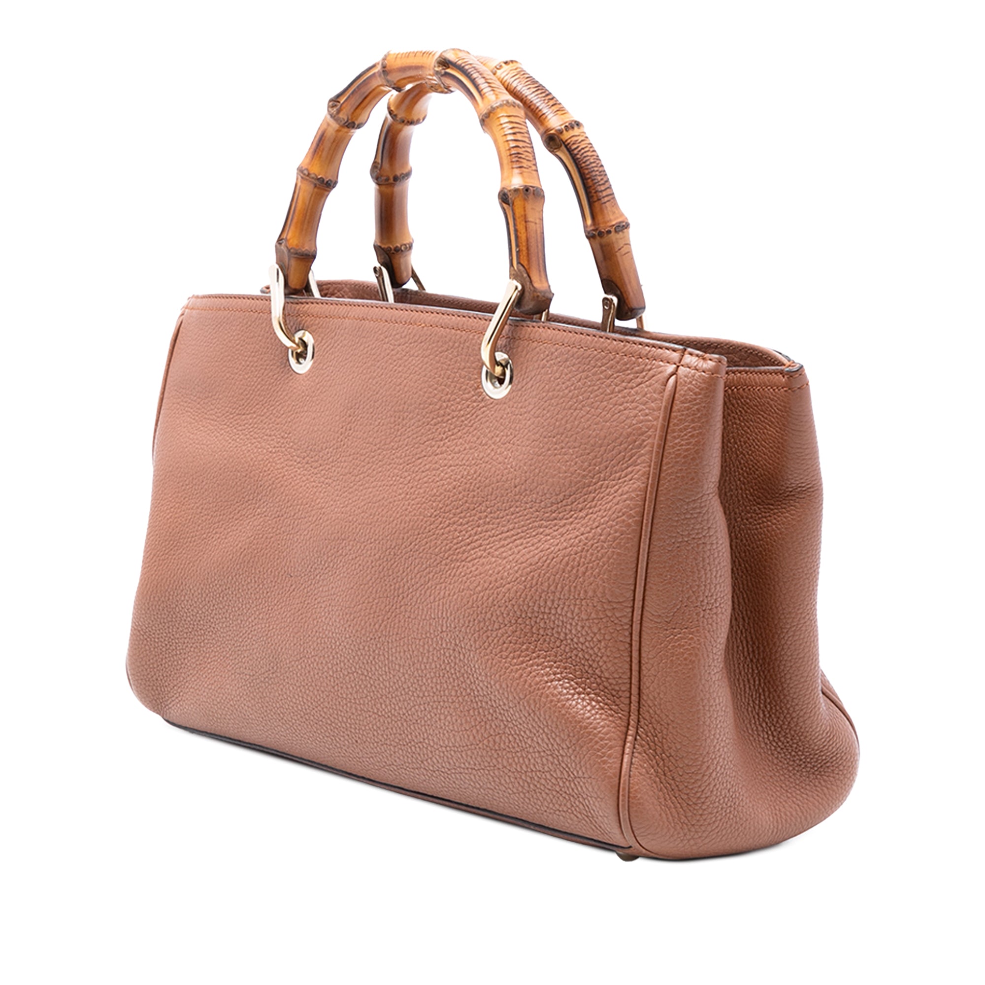 Medium Calfskin Bamboo Shopper Satchel - Image 2