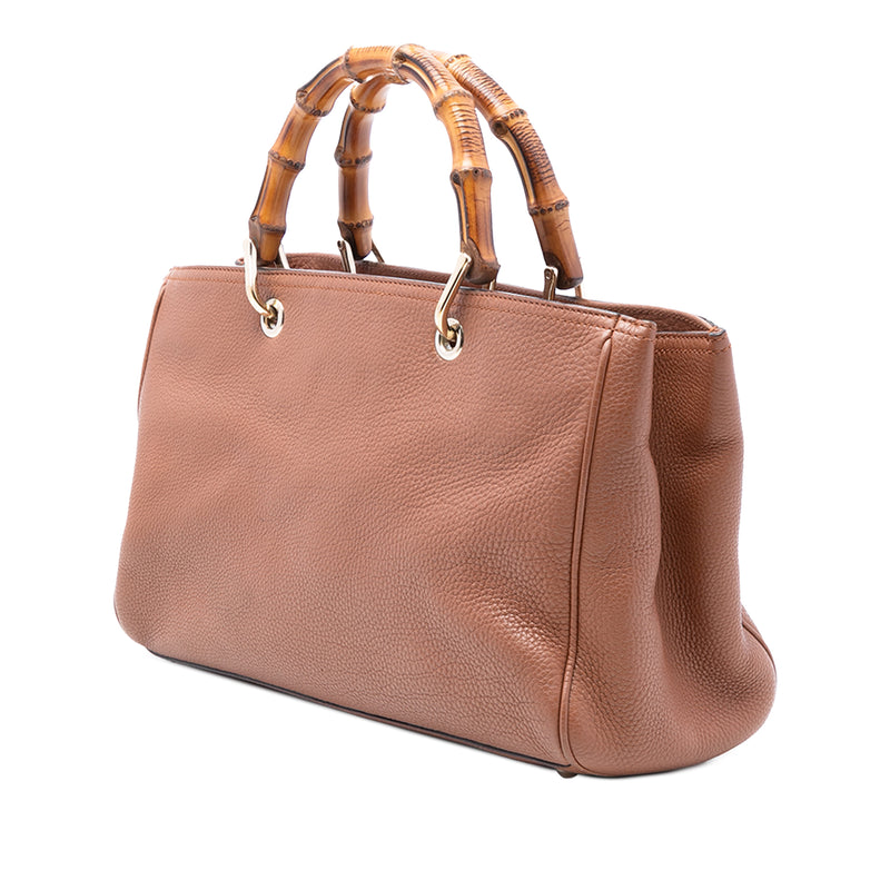 Medium Calfskin Bamboo Shopper Satchel - Image 2