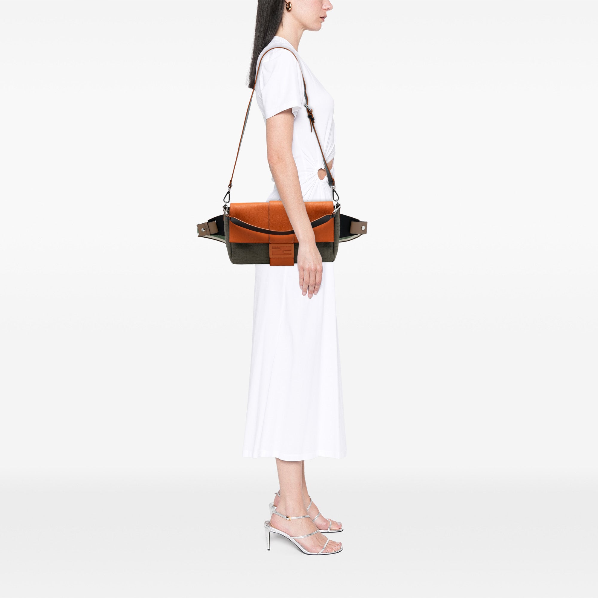 Large Zucca Canvas and Leather Convertible Belt Baguette - Image 7