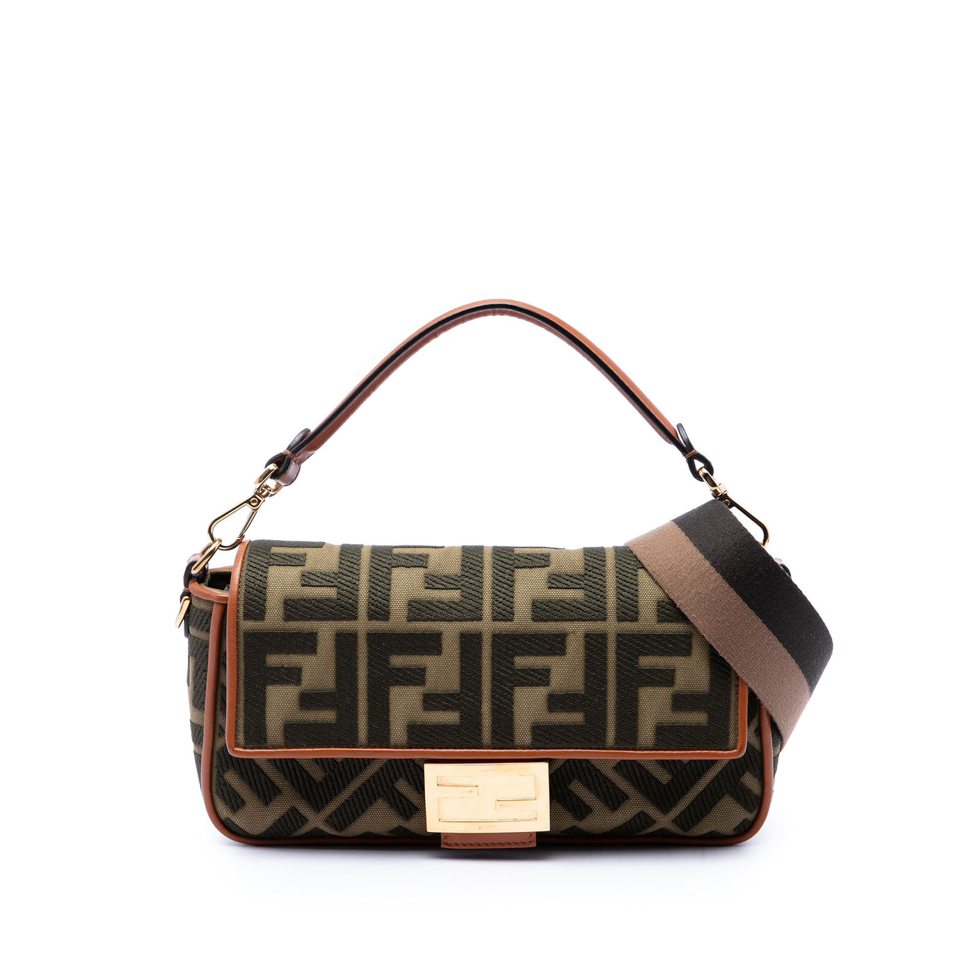Zucca Embroidered Canvas Baguette Satchel - Image 1