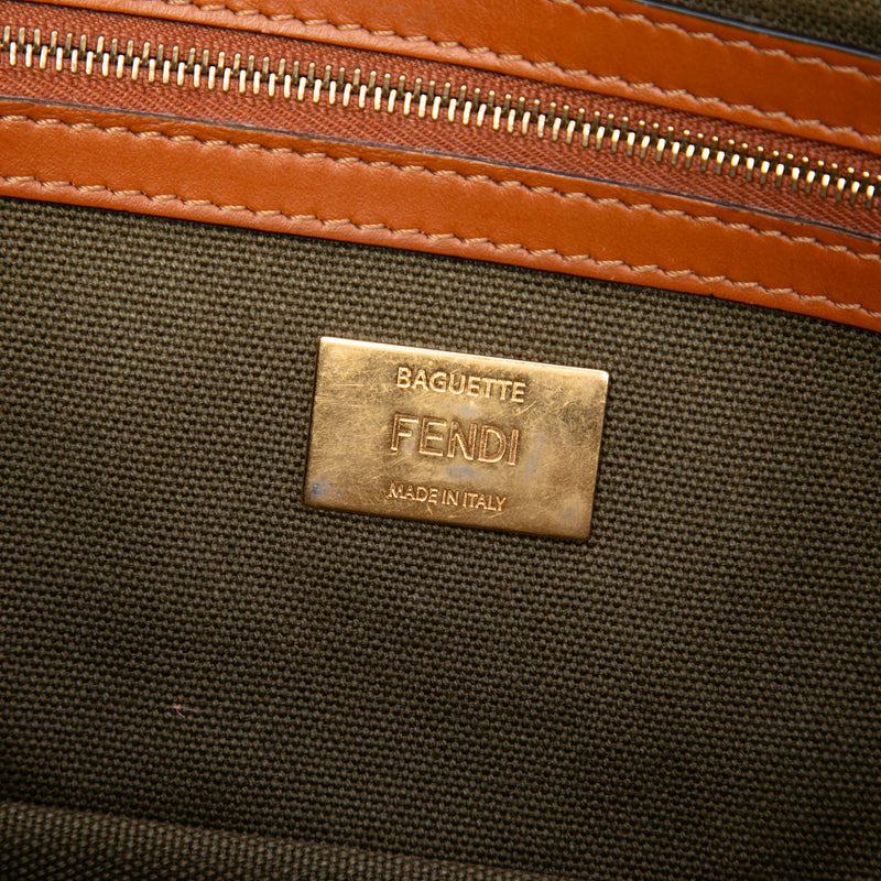 Zucca Embroidered Canvas Baguette Satchel - Image 5