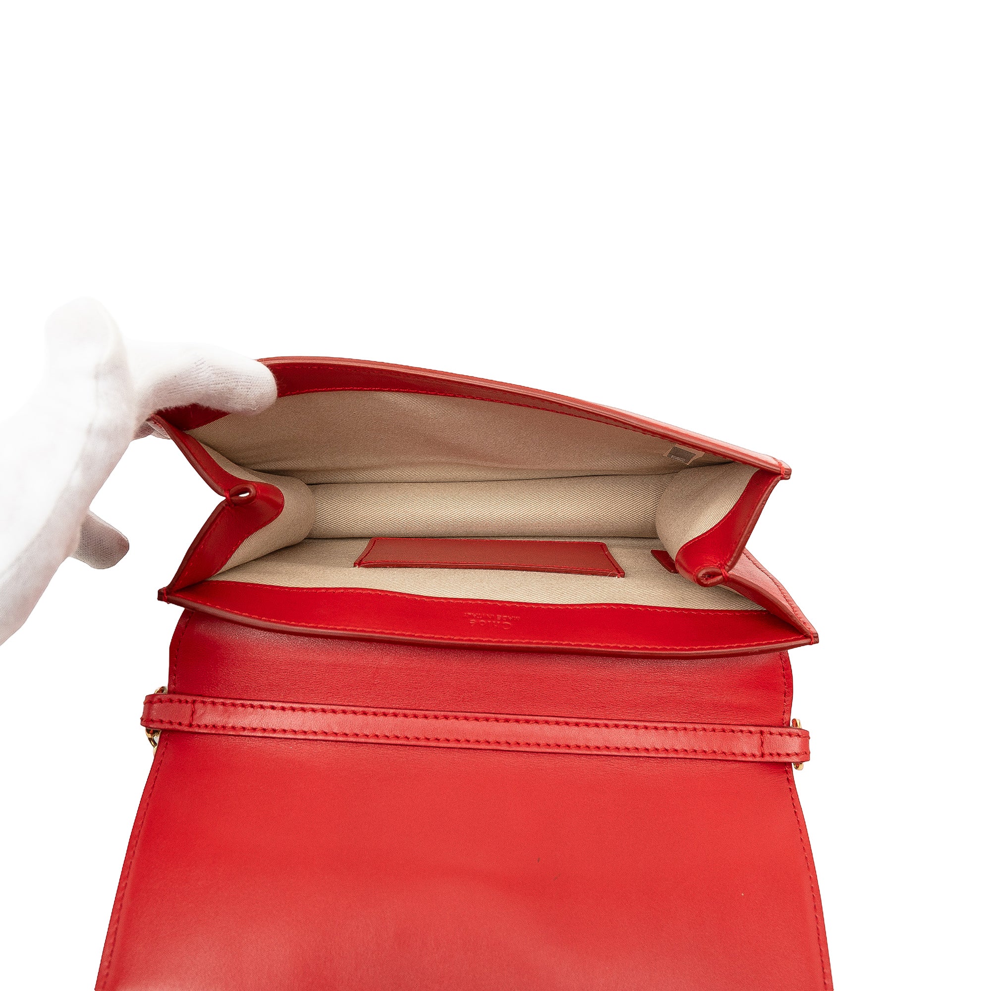 Small Calfskin and Suede C Clutch With Chain - Image 4