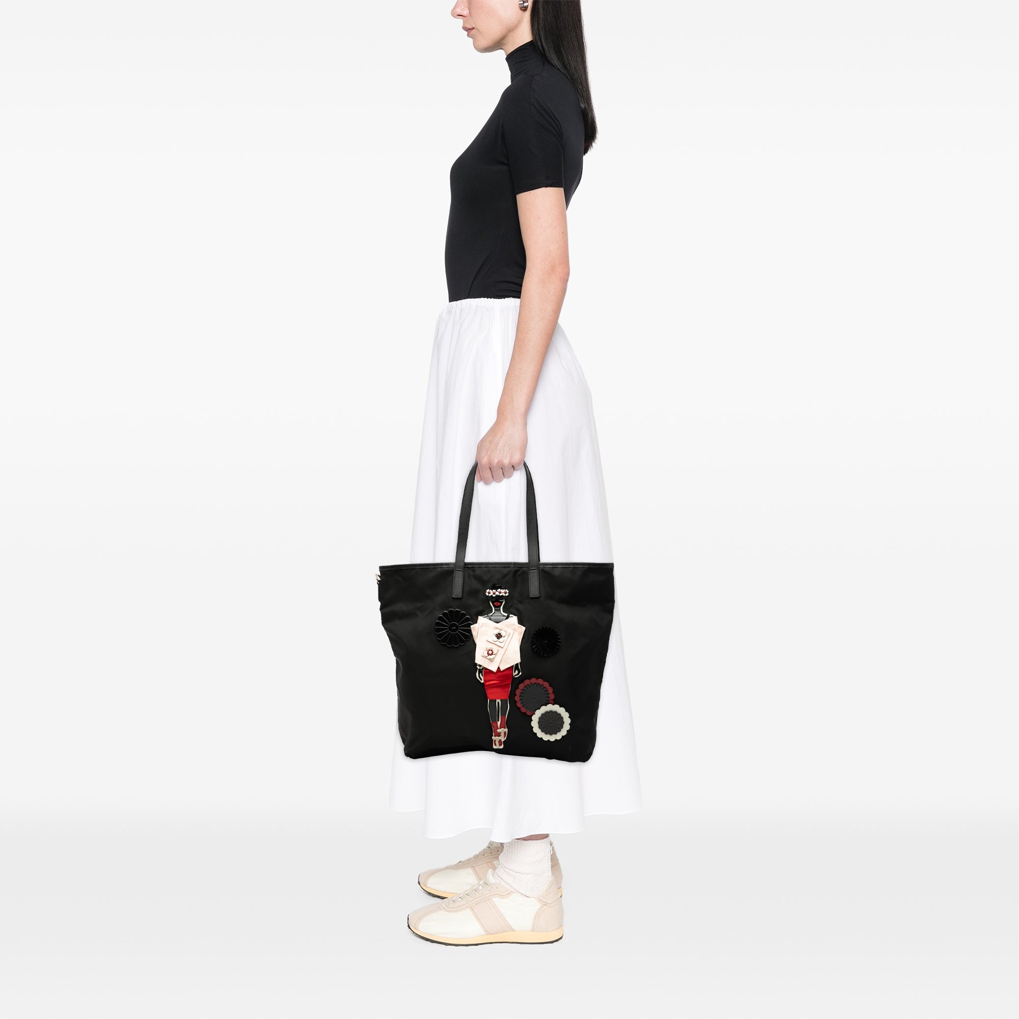 Saffiano Trimmed Tessuto Applique Tote - Image 6