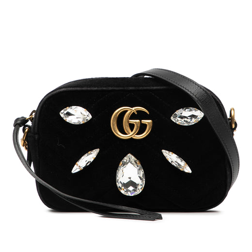 Mini GG Marmont Crystal Embellished Matelasse Velvet Crossbody - Image 1