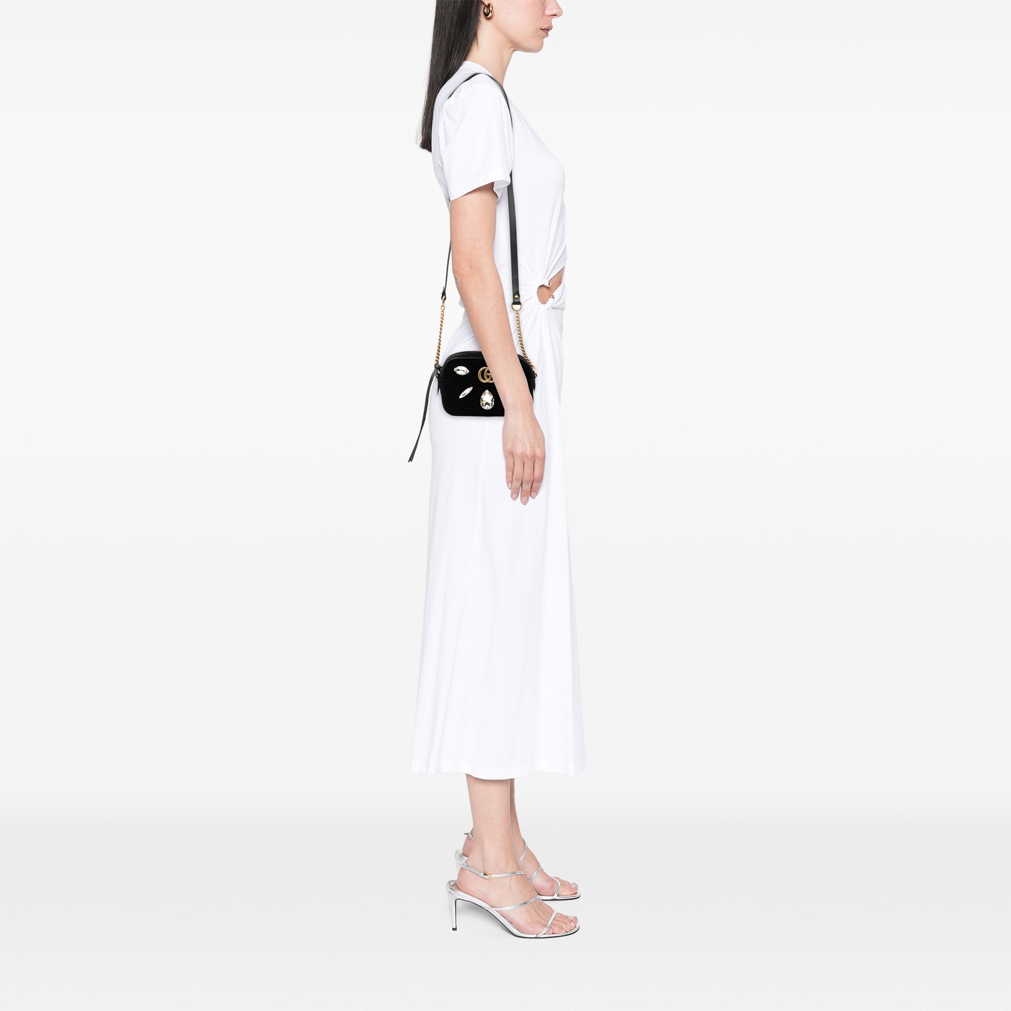 Mini GG Marmont Crystal Embellished Matelasse Velvet Crossbody - Image 7