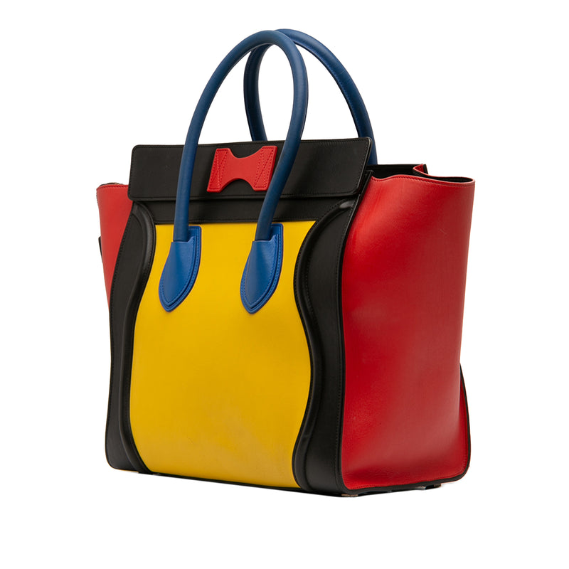 Mini Tricolor Leather Luggage Tote - Image 2