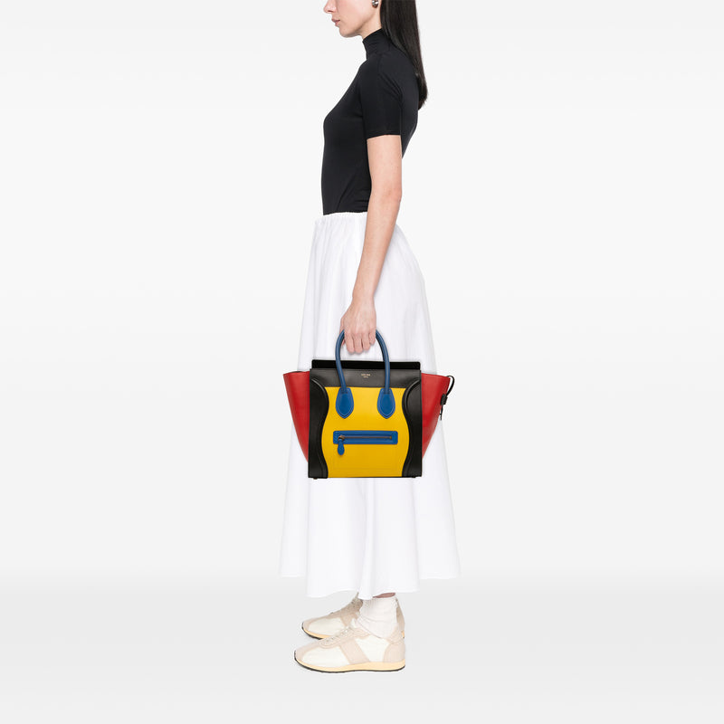 Mini Tricolor Leather Luggage Tote - Image 6