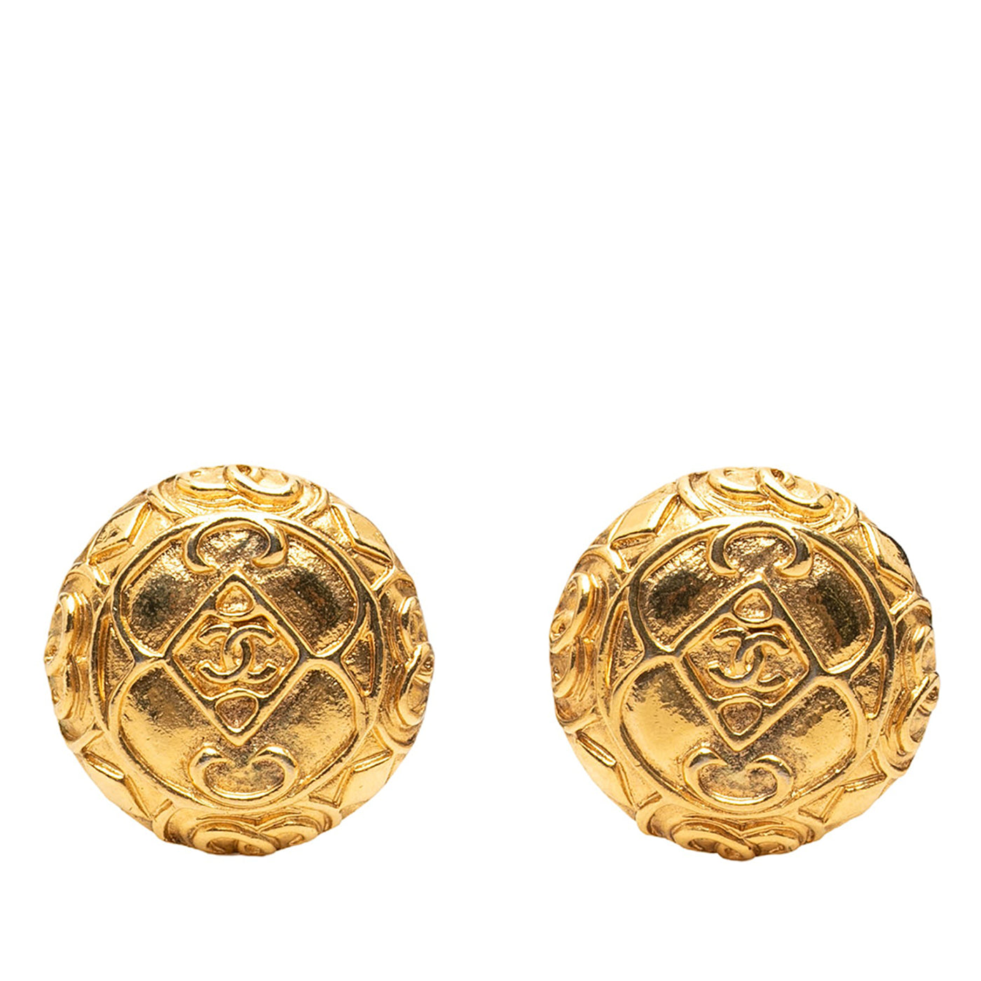 CC Gold Plated Round Clip On Earrings - Image 1