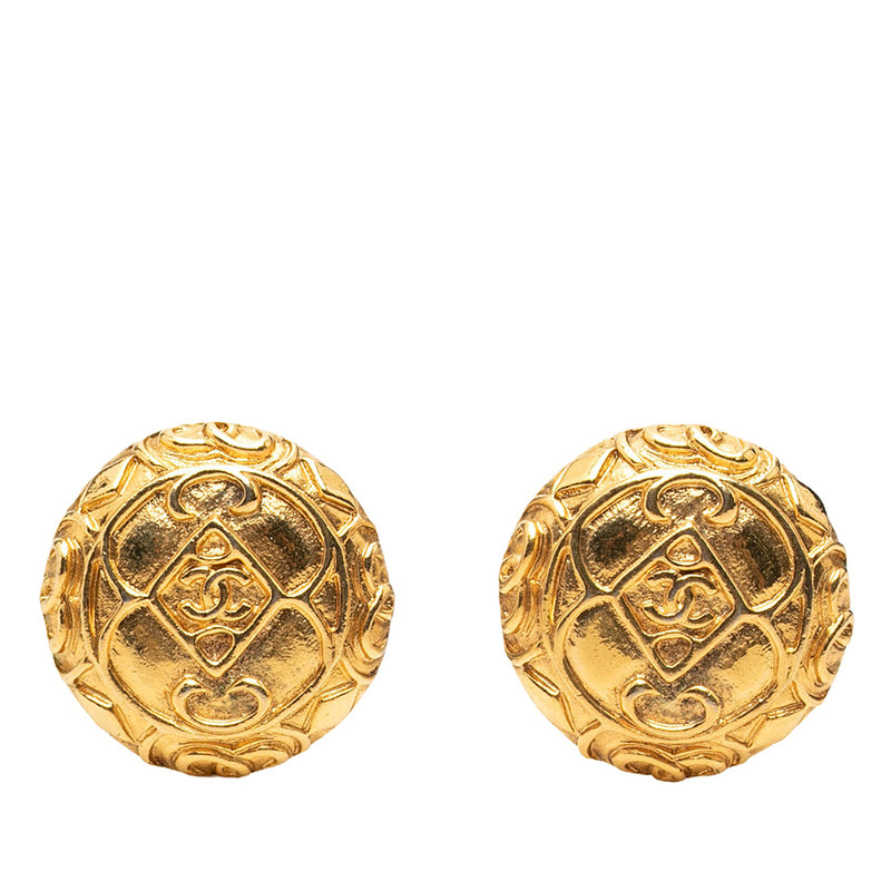 CC Gold Plated Round Clip On Earrings
