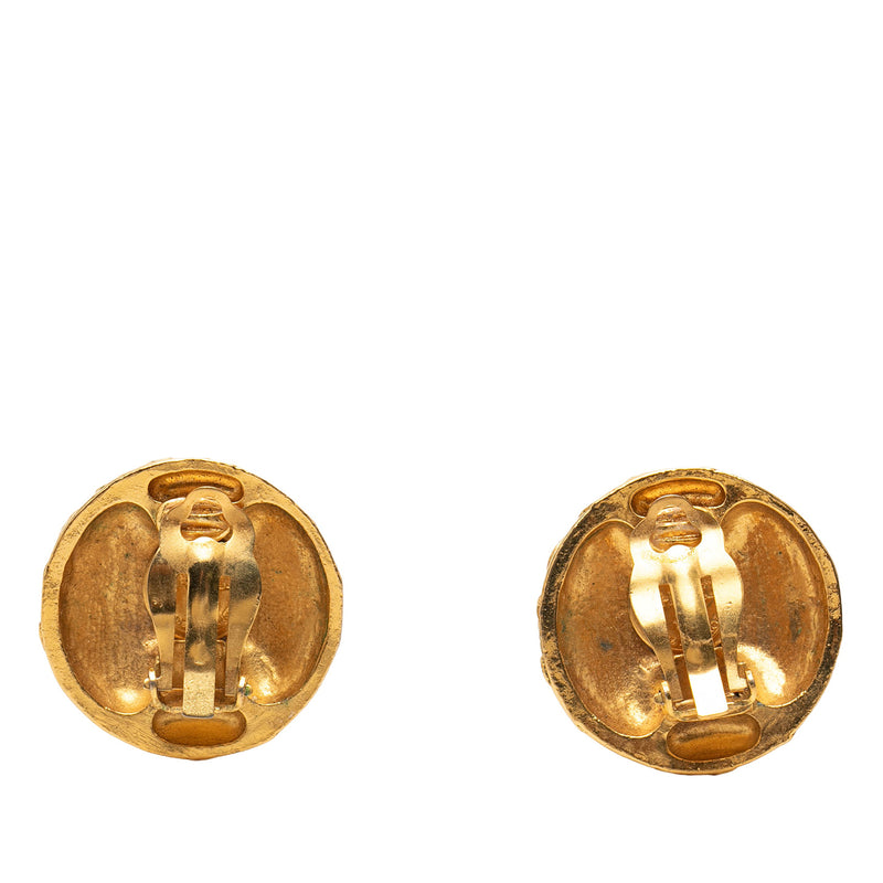 CC Gold Plated Round Clip On Earrings - Image 2