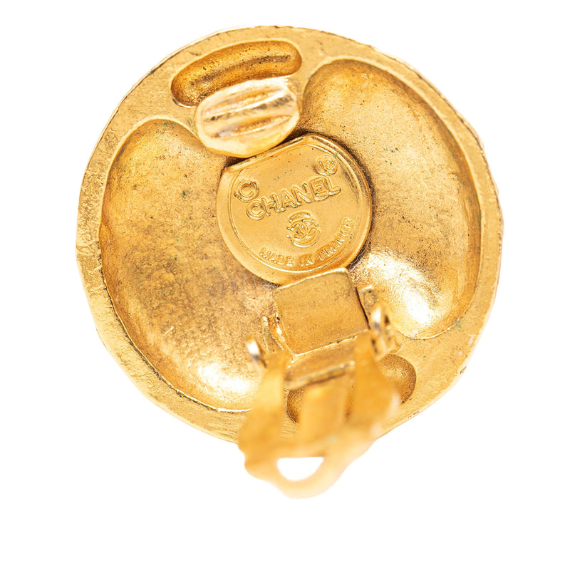CC Gold Plated Round Clip On Earrings - Image 3