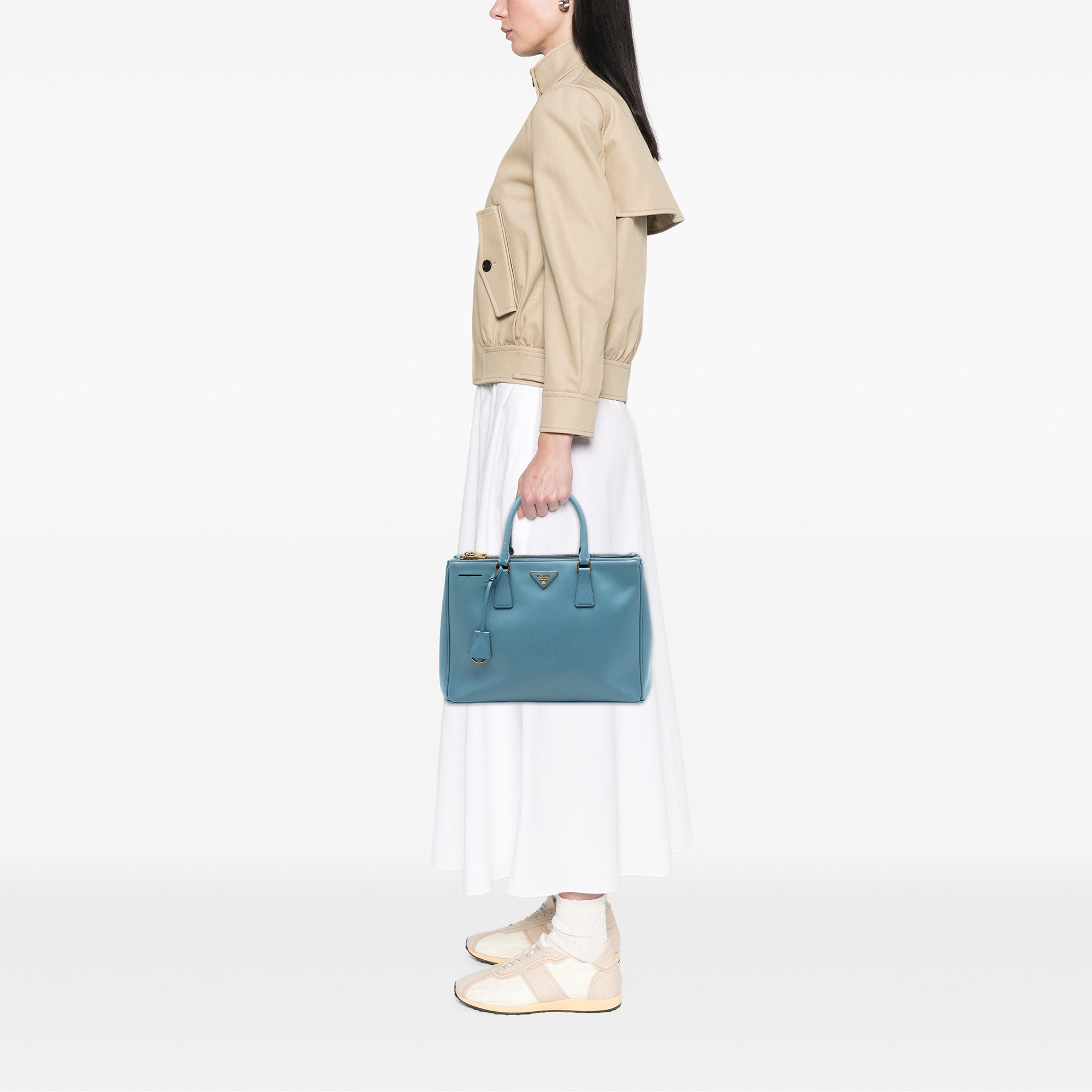 Medium Saffiano Lux Galleria Double Zip Satchel - Image 6