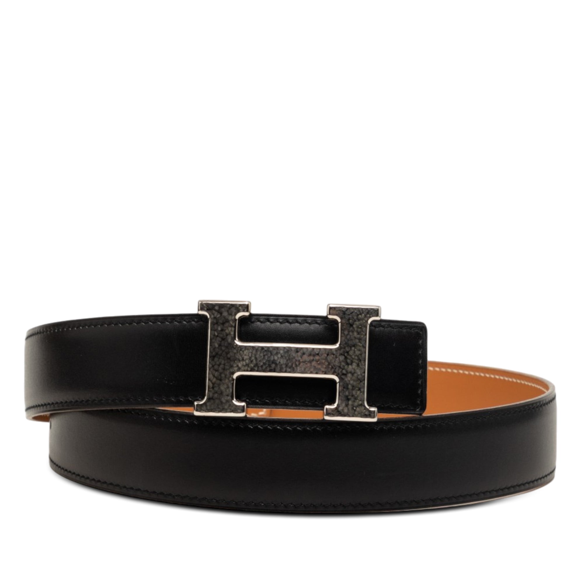 Box Calf Constance H Martelee Reversible Belt - Image 1