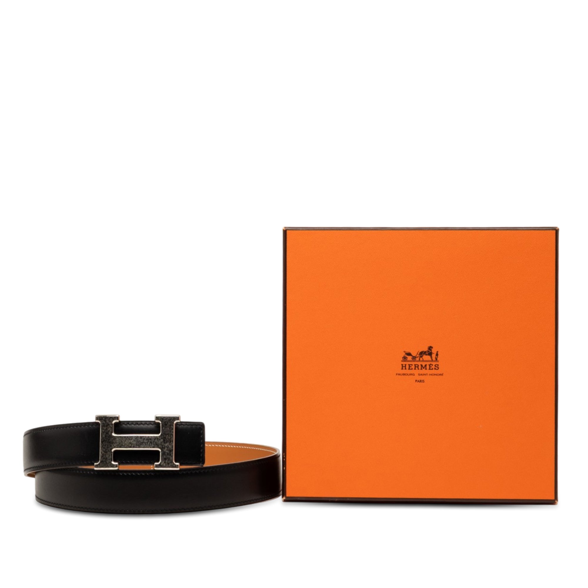 Box Calf Constance H Martelee Reversible Belt - Image 7