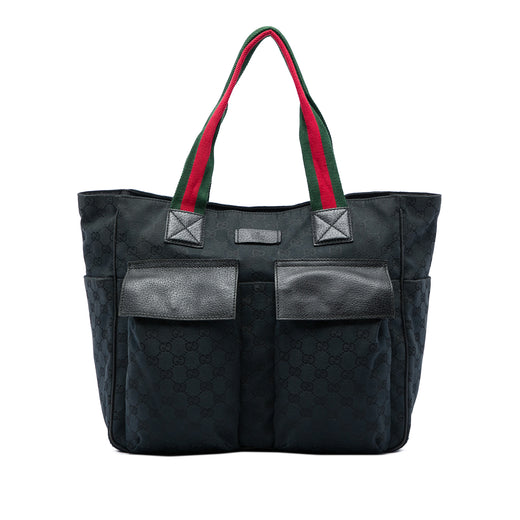 GG Canvas Web Double Pockets Tote - Image 1
