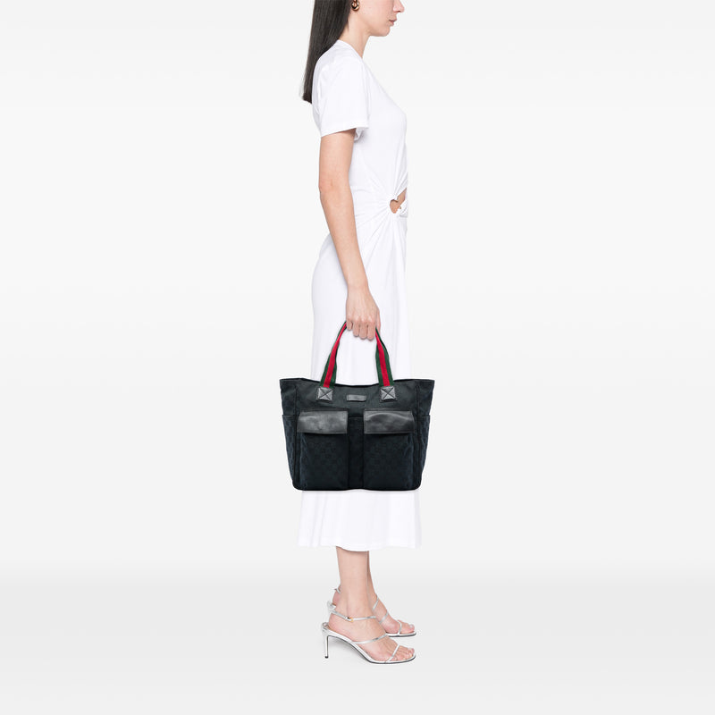 GG Canvas Web Double Pockets Tote - Image 5