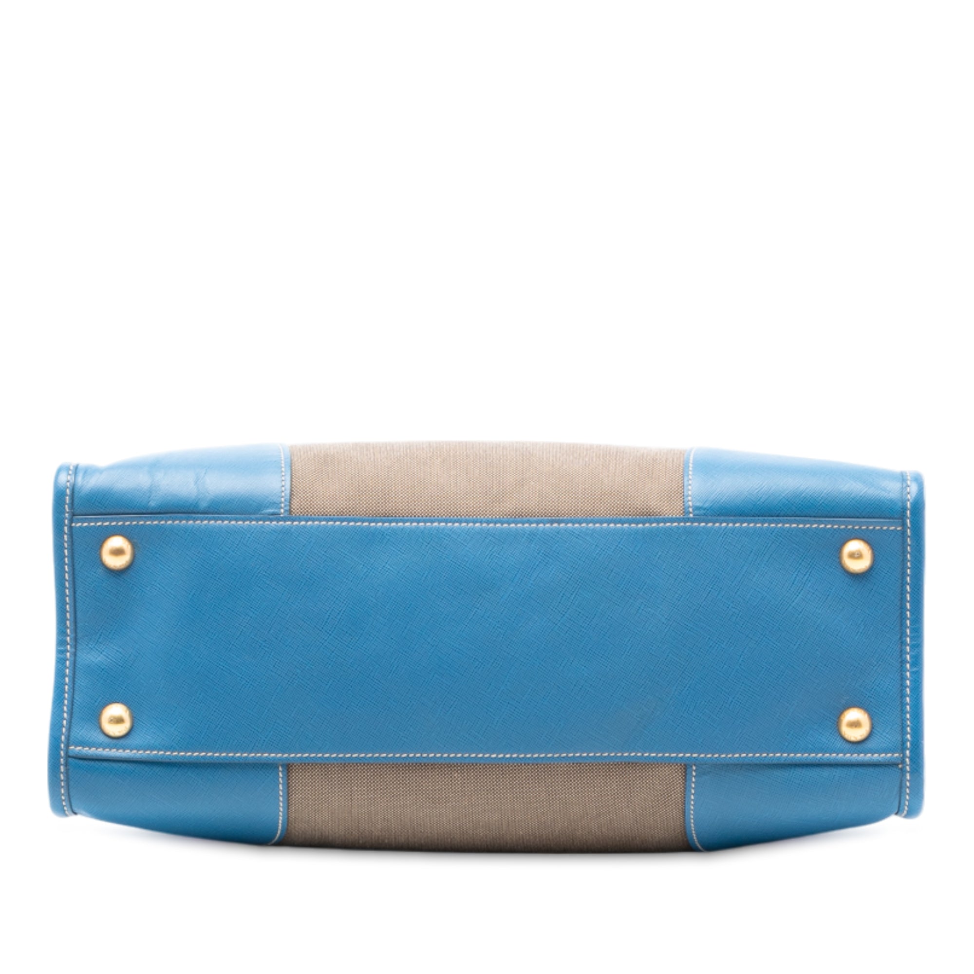 Saffiano Trimmed Canvas Canapa Logo Double Zip Satchel - Image 3