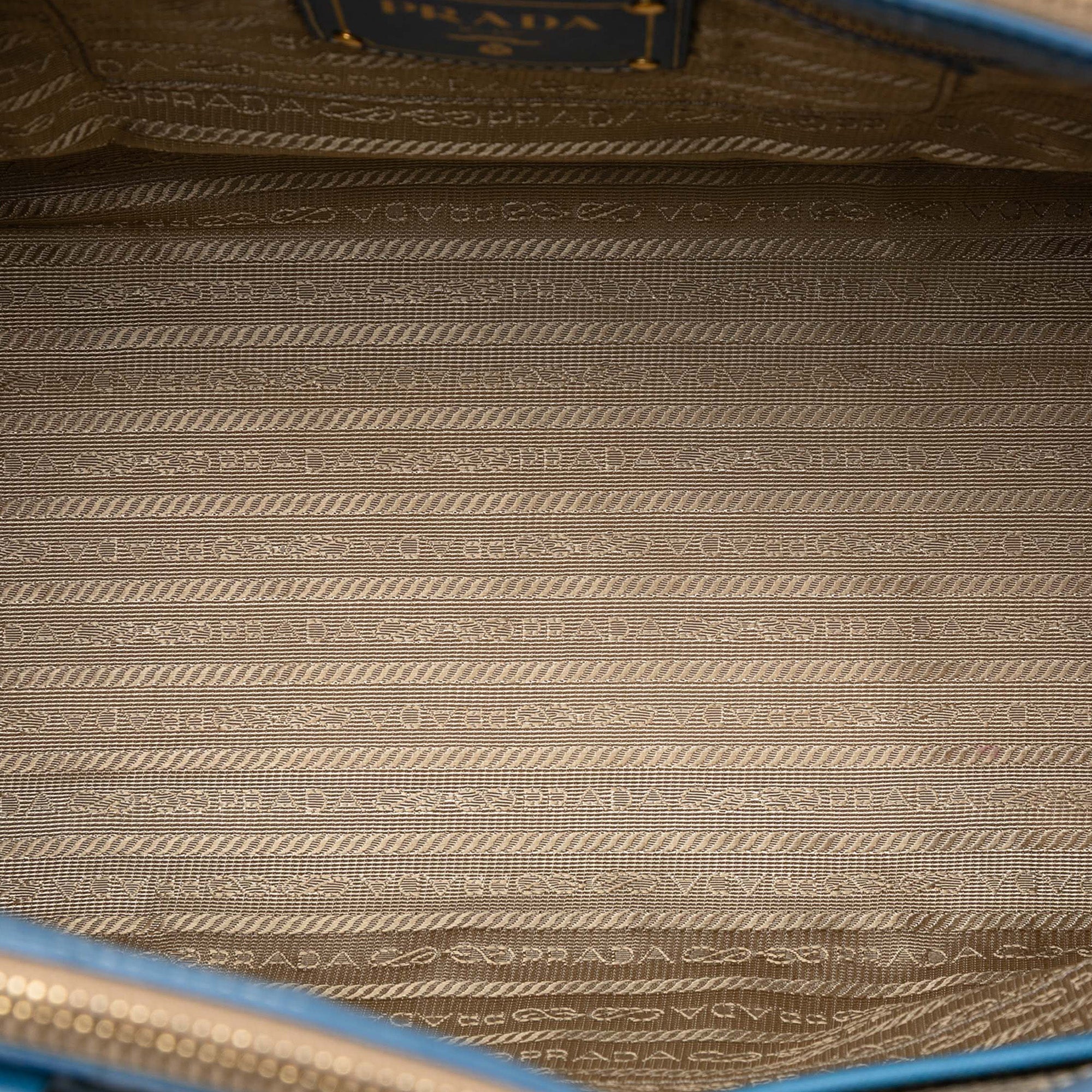 Saffiano Trimmed Canvas Canapa Logo Double Zip Satchel - Image 4