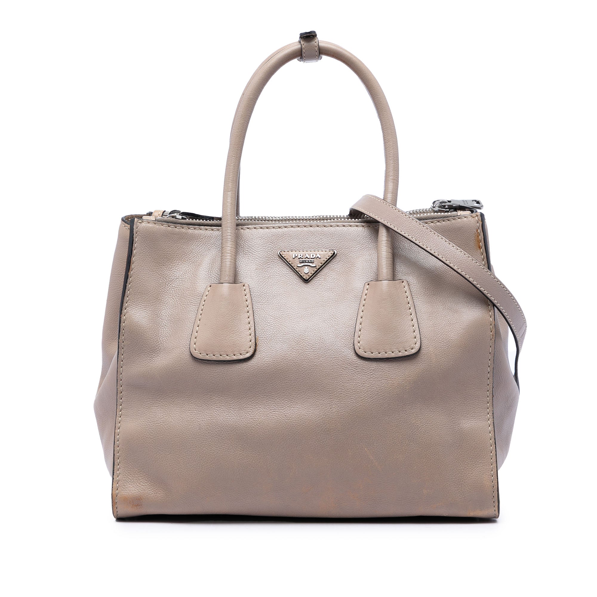 Glace Calf Twin Pocket Double Handle Satchel - Image 1