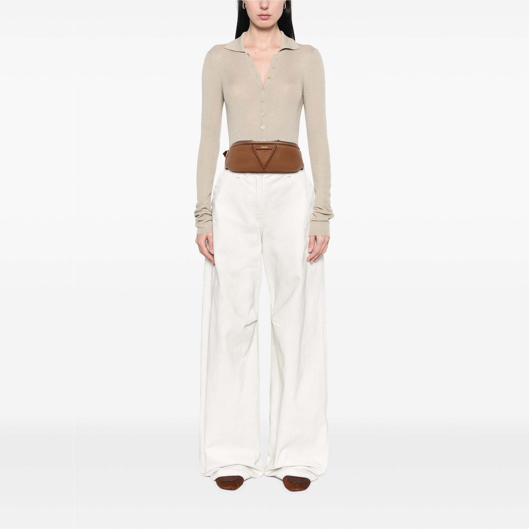 Leather V Greca Signature Belt Bag - Image 11