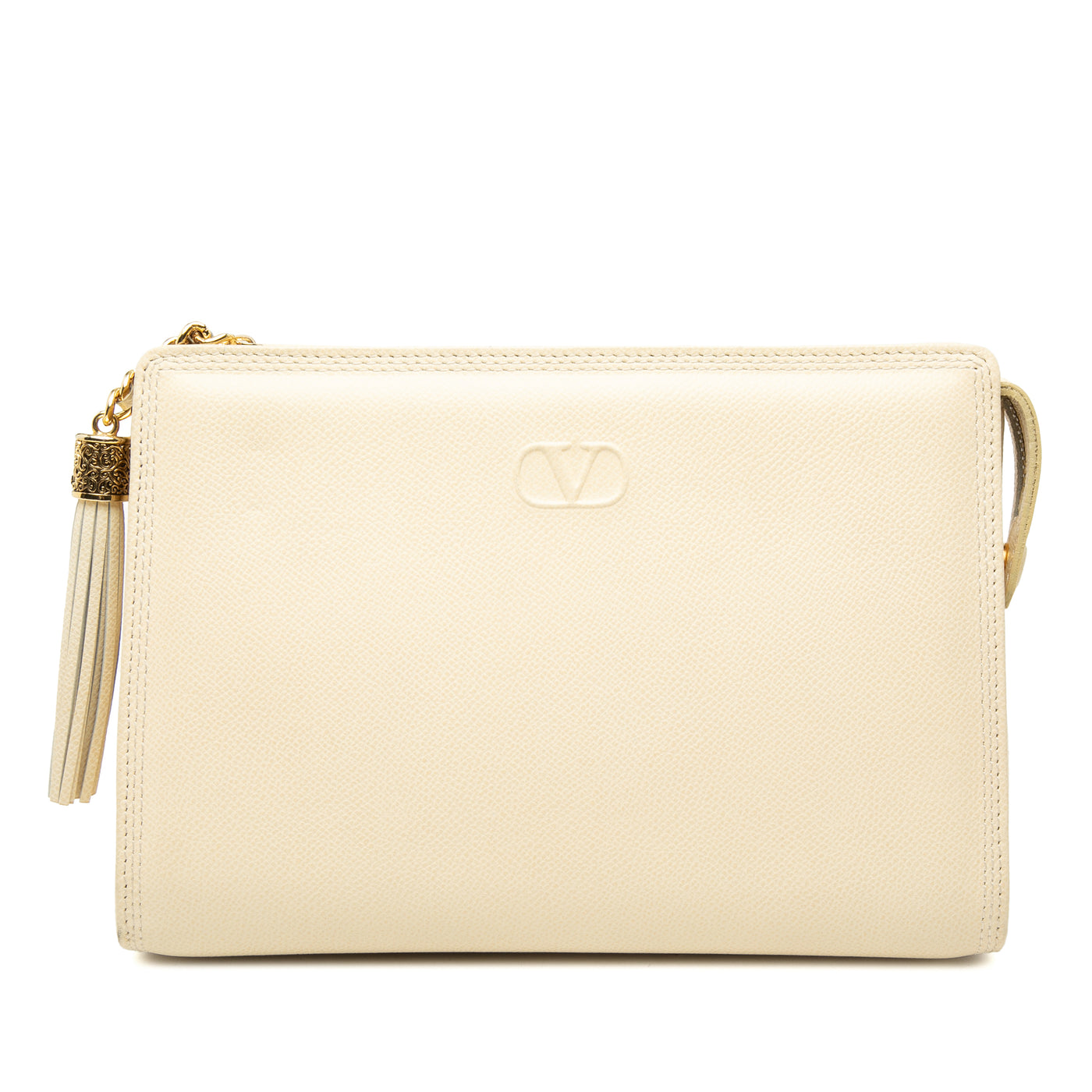 Grainy Calfskin VLogo Tassel Clutch - Image 1
