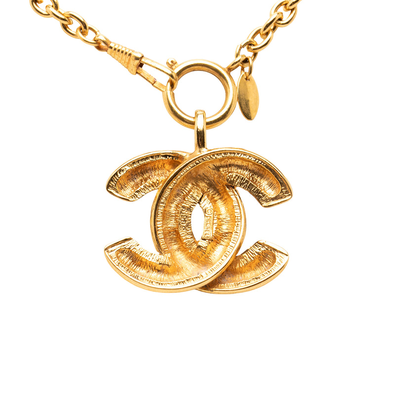 CC Gold Plated Quilted Pendant Necklace - Image 2