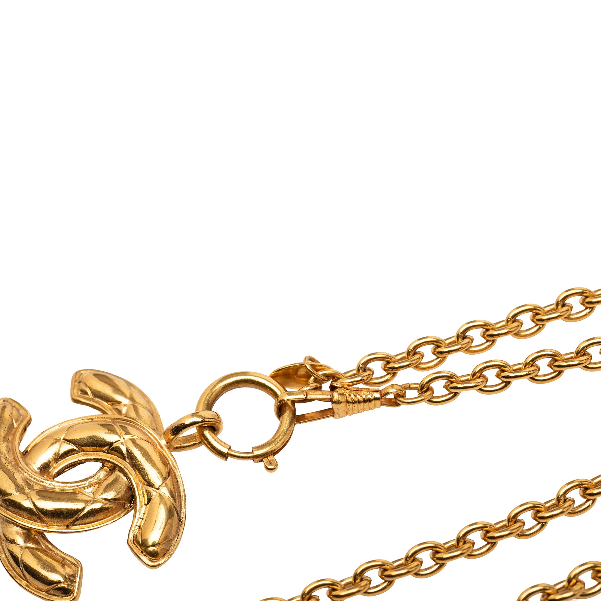 CC Gold Plated Quilted Pendant Necklace - Image 4