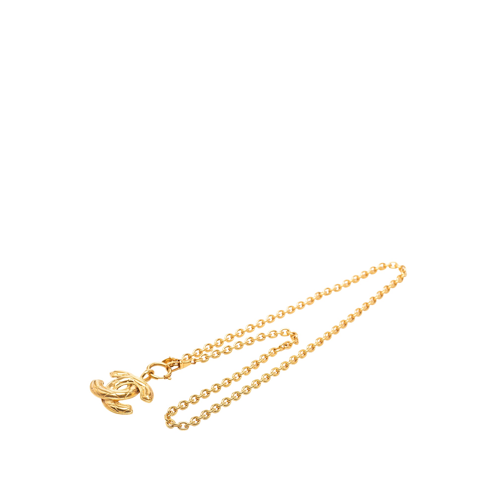 CC Gold Plated Quilted Pendant Necklace - Image 5
