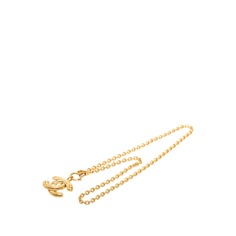 CC Gold Plated Quilted Pendant Necklace - Image 5