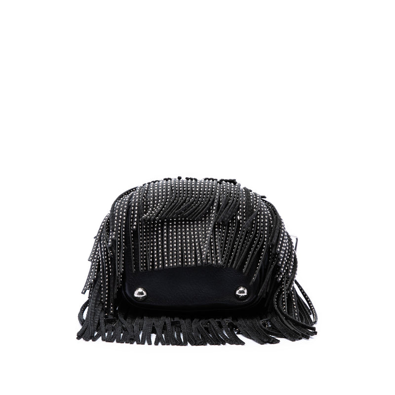 Small Studded Calfskin Emmanuelle Fringe Bucket Bag - Image 3